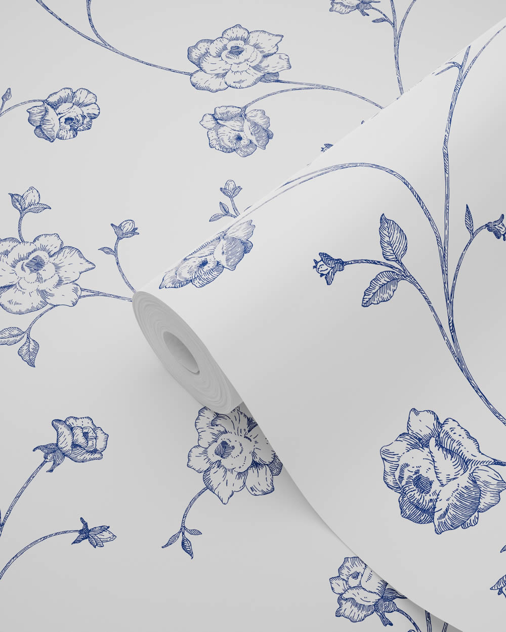 Tapete Landhaus blaue Blumenranken weiß Vlies 139300