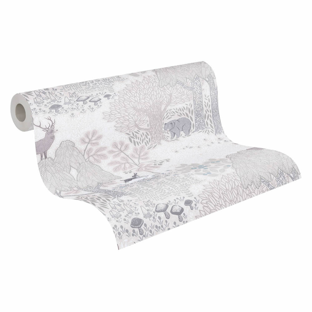 Mustertapete Waldlandschaft Vlies Waldtiere Bär Reh beige 771332-8-771332