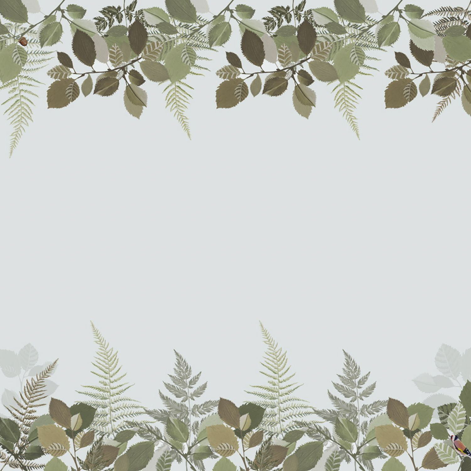 Wald Wandbild Blätter Tiere grau grün 500 x 279 cm 159102