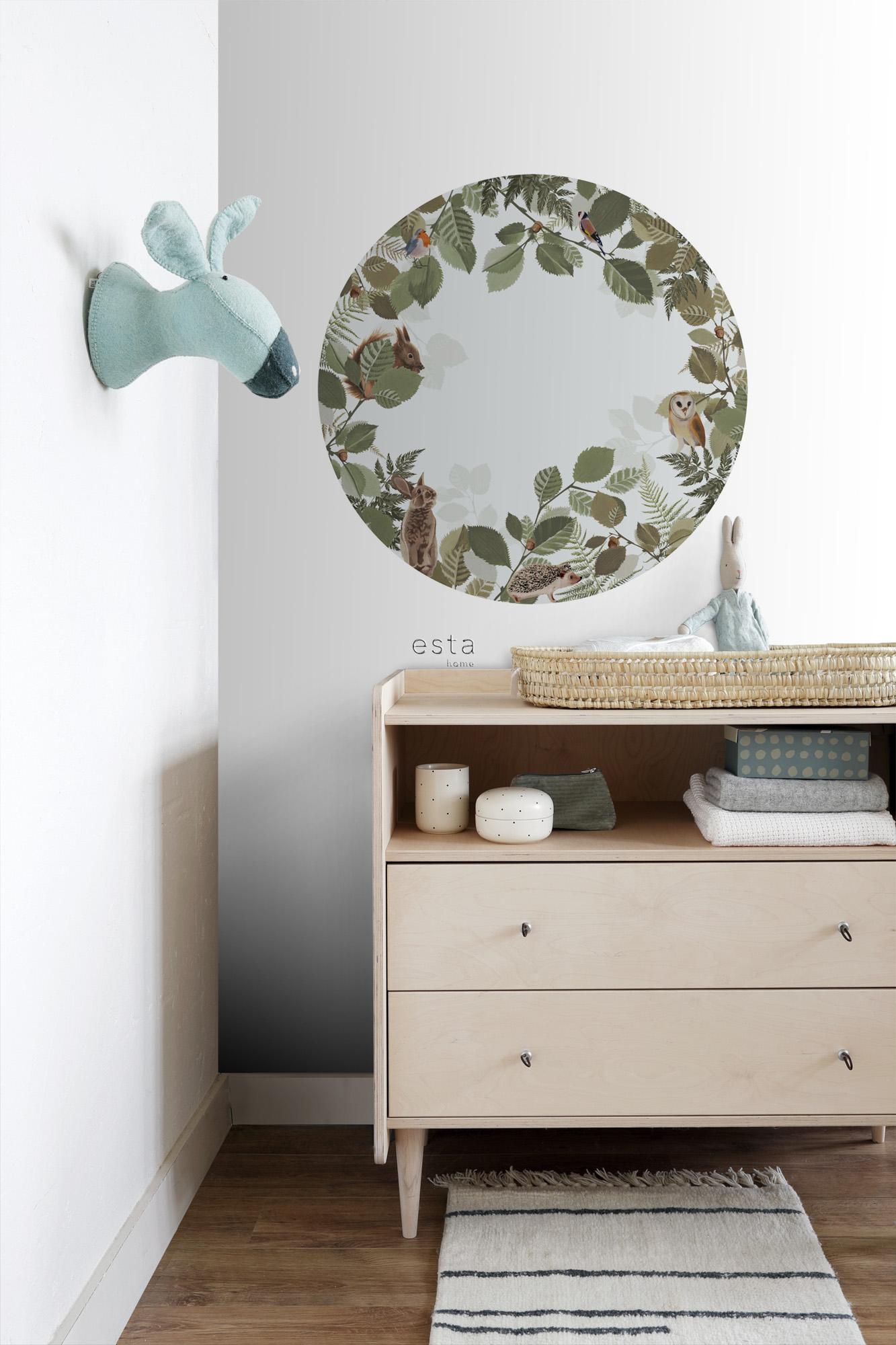 Wandbild Waldtiere Blätter grün 70 cm 159069