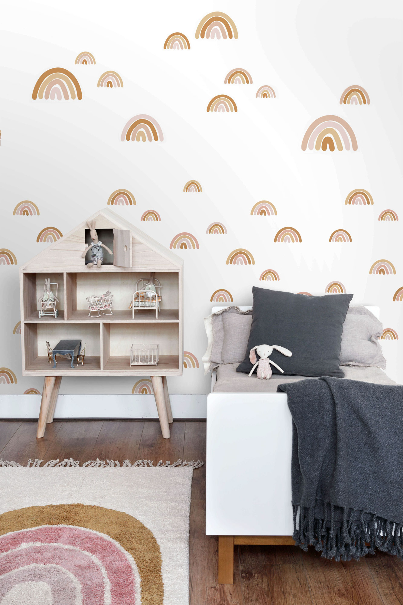 Regenbogen Tapete Scandi Vlies weiß 139253