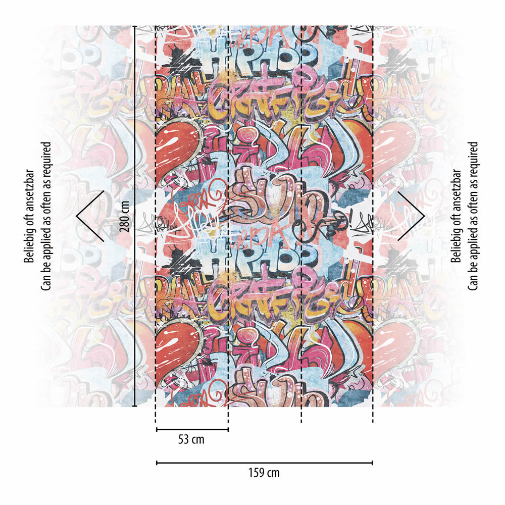 Wandbild Vlies Graffiti Spraybild farbenfroh bunt matt 770631-8-770631