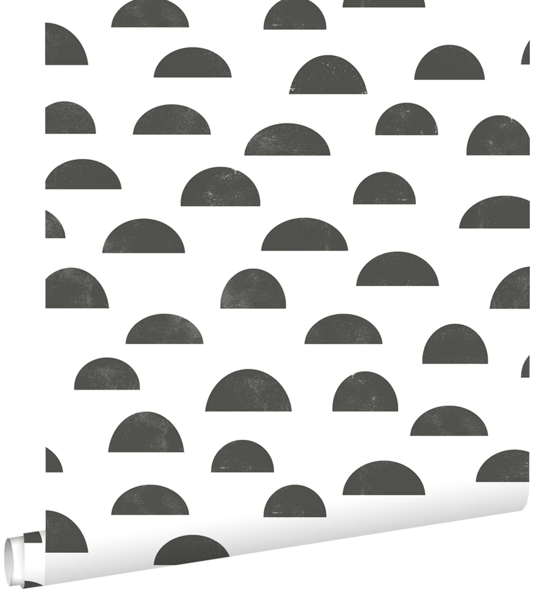 Grafik Tapete Halbkreise modern schwarz weiß Vlies 139067