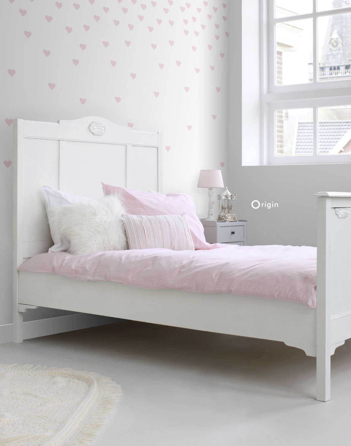 Herzchen Wandbild rosa Herzen weiß 200 x 279 cm 357222