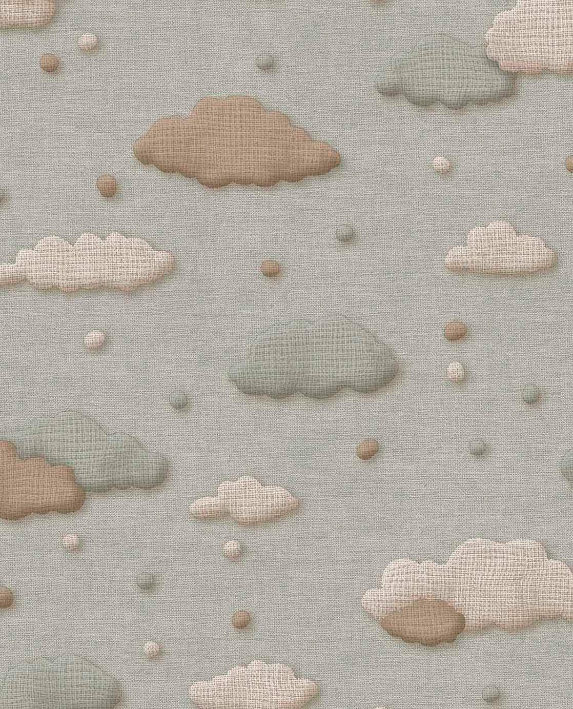 Tapete Große und kleine Wolken Mustertapete Stoffoptik mintgrün