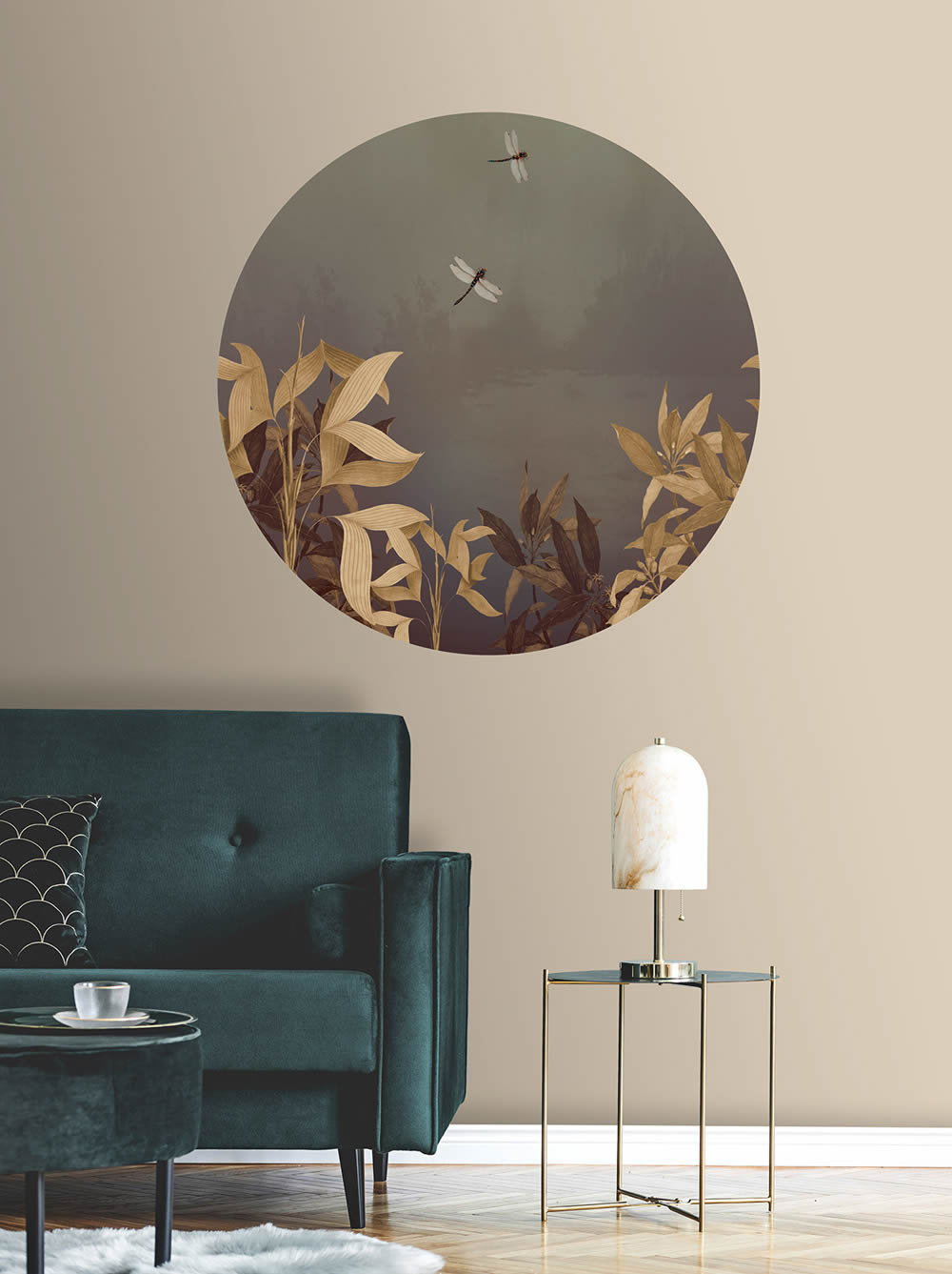 Wandbild Libellen am See vintage vorgekleistert 100 x 100 cm