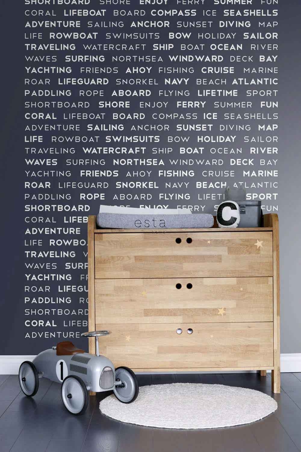 Wandbild maritime Schrift blau 186 x 279 cm 158845