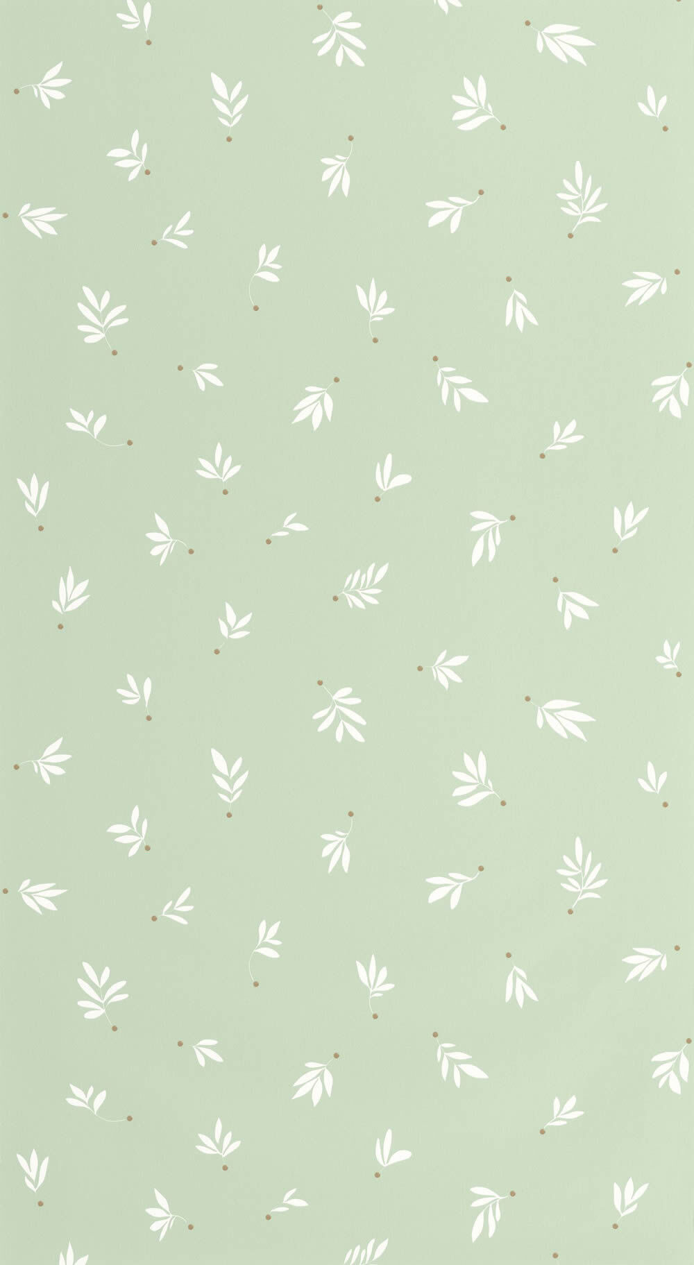 Non-woven wallpaper small branches and leaves country house green delicate colors Les Minis Mondes Caselio MNM105757017