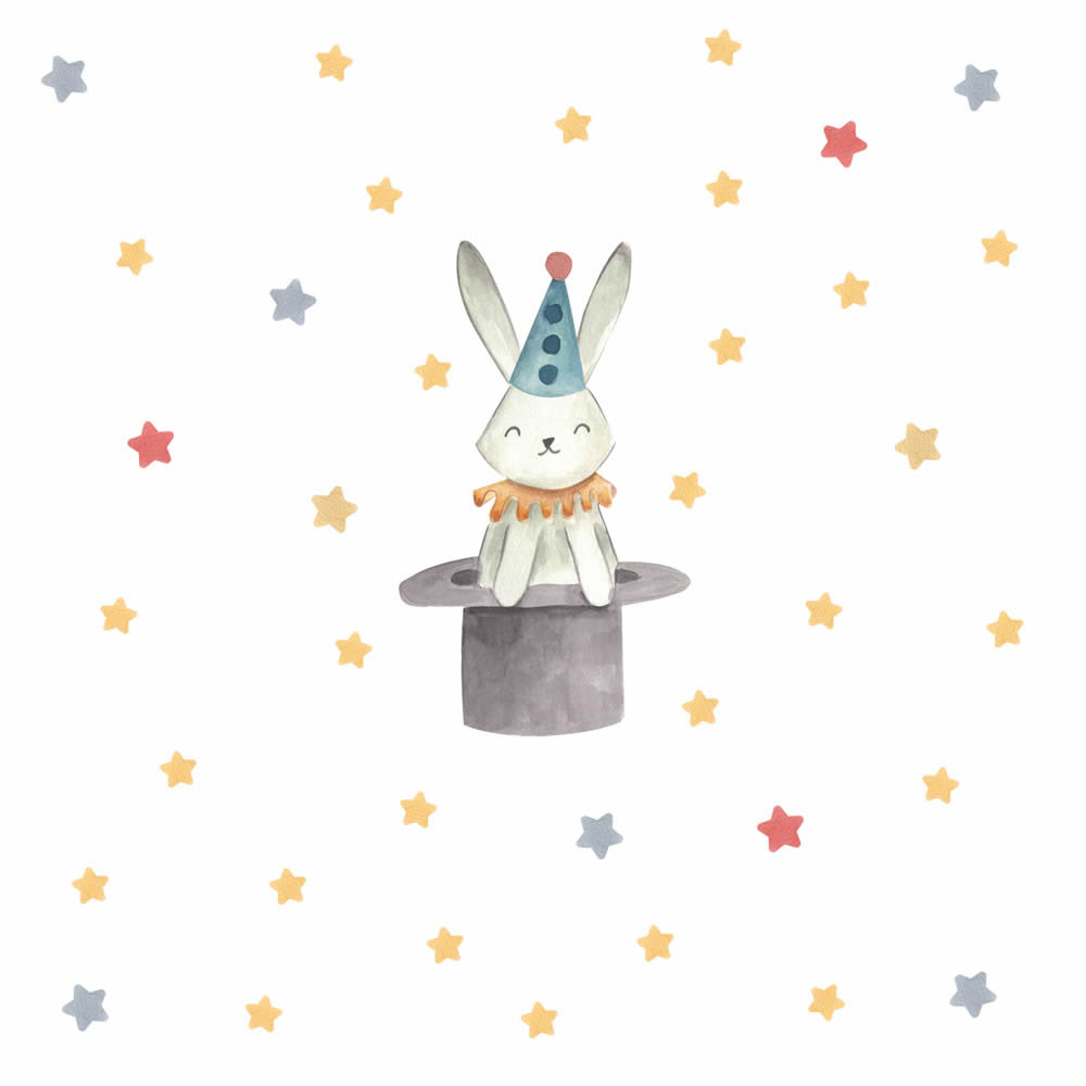 Canvas picture circus animals little rabbit stars DD129383 30 x 30 cm