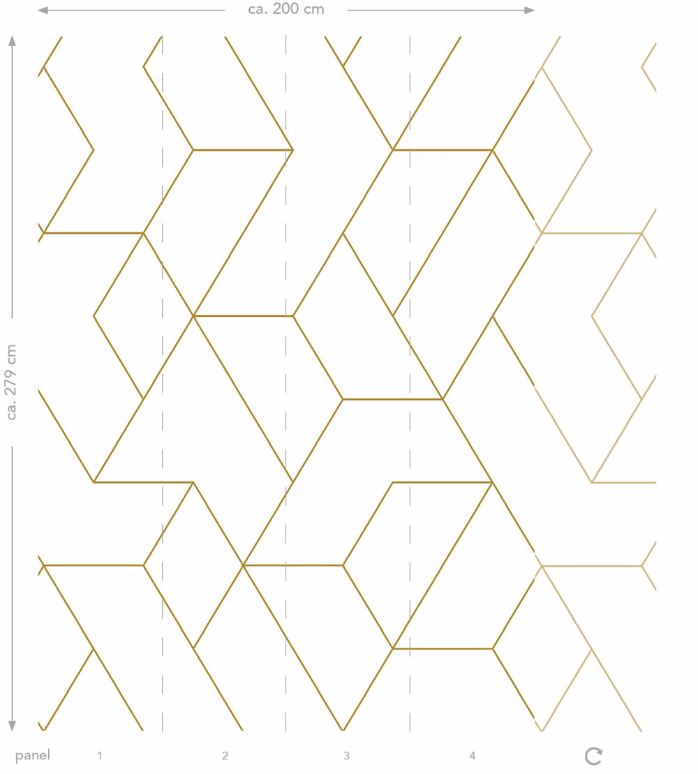 Wandbild mit goldenen Linien weiß Vlies 200 x 279 cm 158962