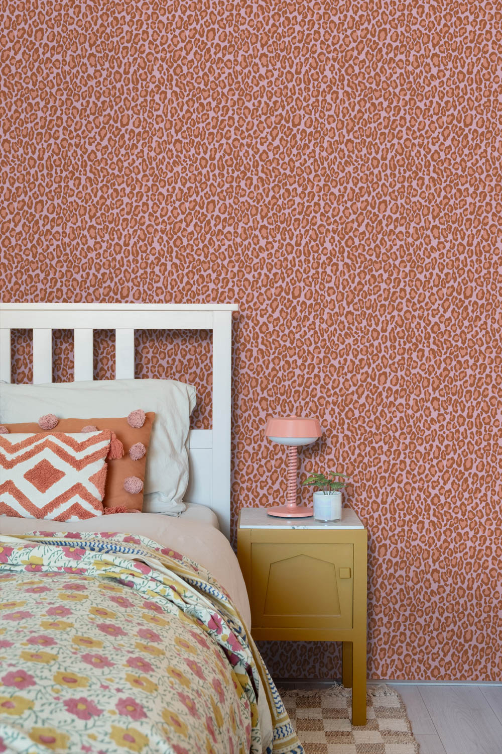Tapete Leoparden Tapete Retro terracotta lila Vlies 131402