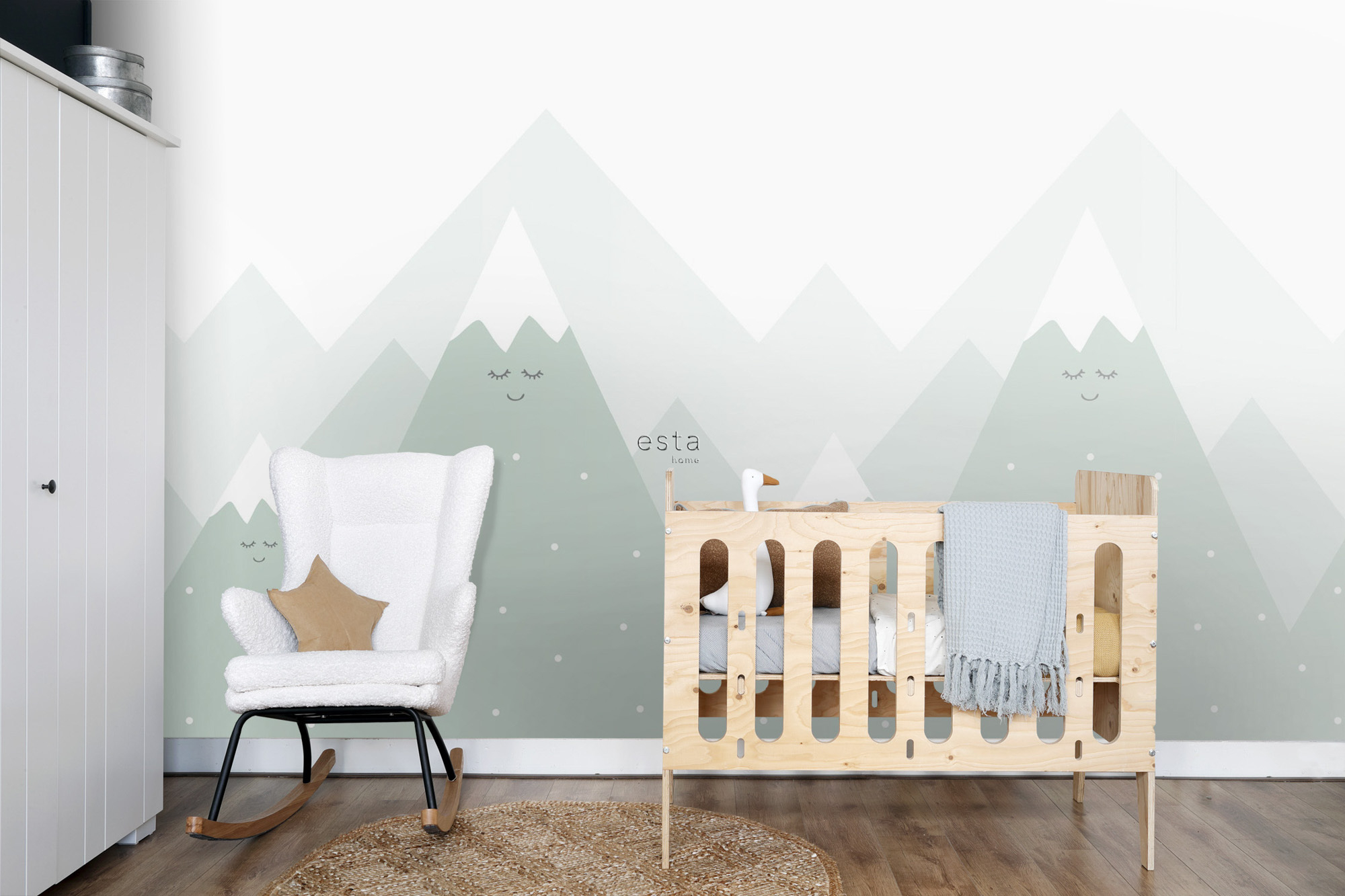 Wandbild Berge mintgrün 200 x 279 cm 158839