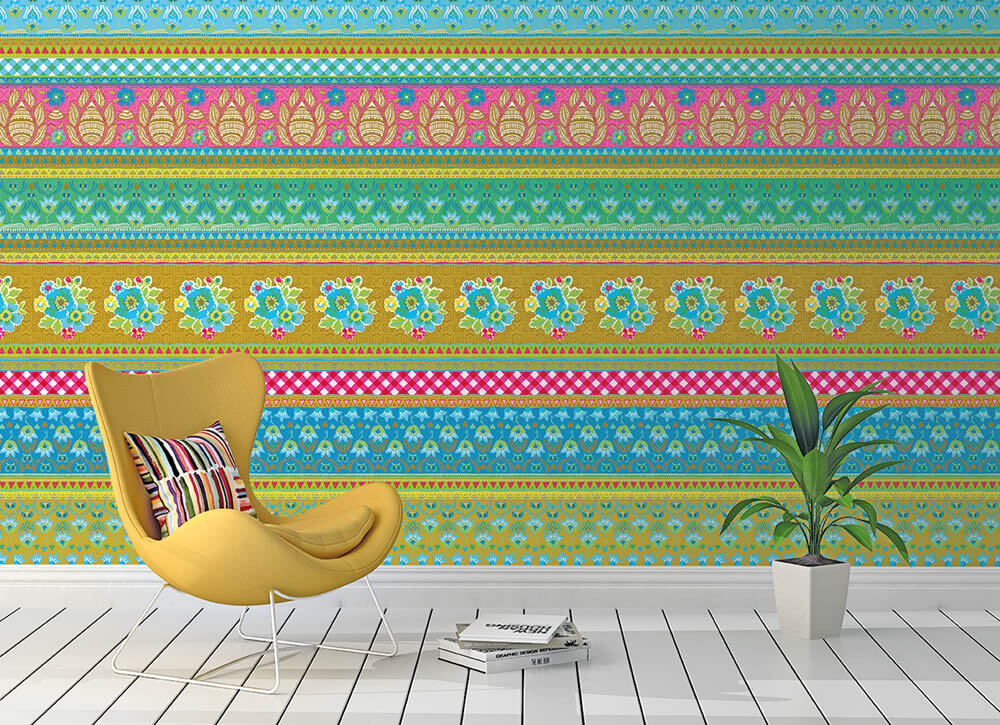 Wandbild Patchwork Senf-Gelb Bunt-65-TD4021