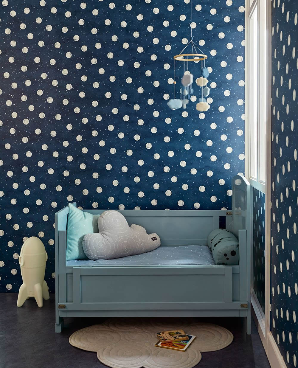 Moon Wallpaper Glow In The Dark Dark Blue-55-399032