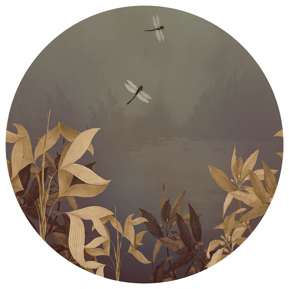 Wandbild Libellen am See vintage vorgekleistert 100 x 100 cm