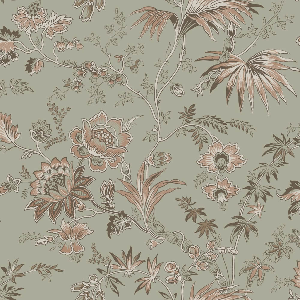 Klassische Tapete Blumenranken Zweige Blätter mintgrün 139297