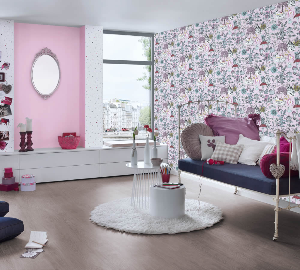 White, blue and green non-woven wallpaper splashes of color Little Love AS Creation 381161-8-381161.1M