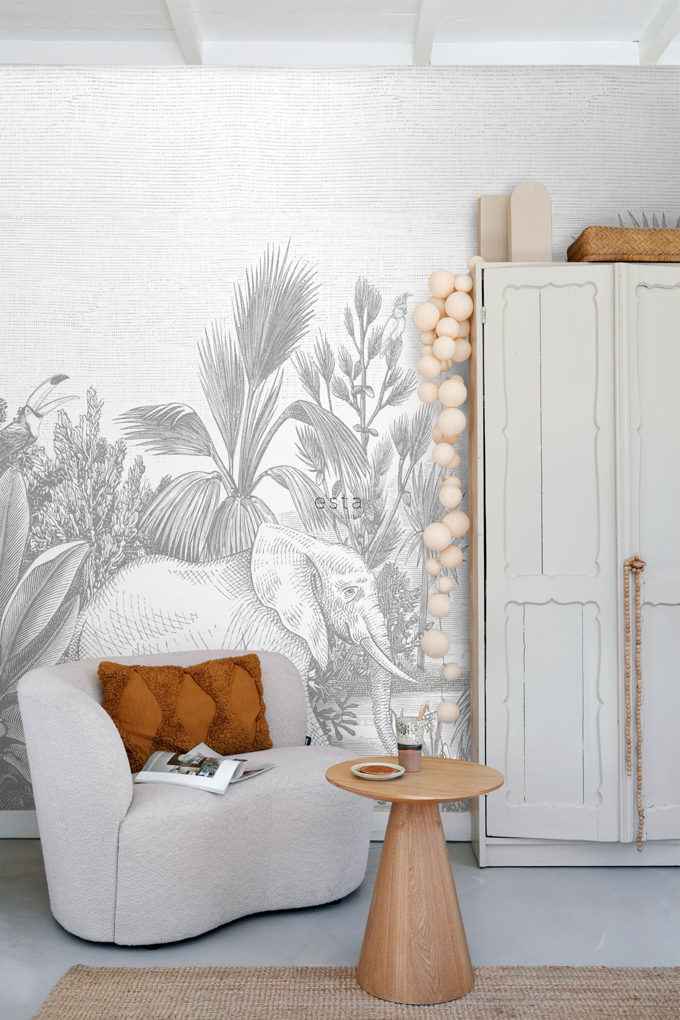Wandbild Elefanten Dschungeltiere grau 300 x 279 cm 159061