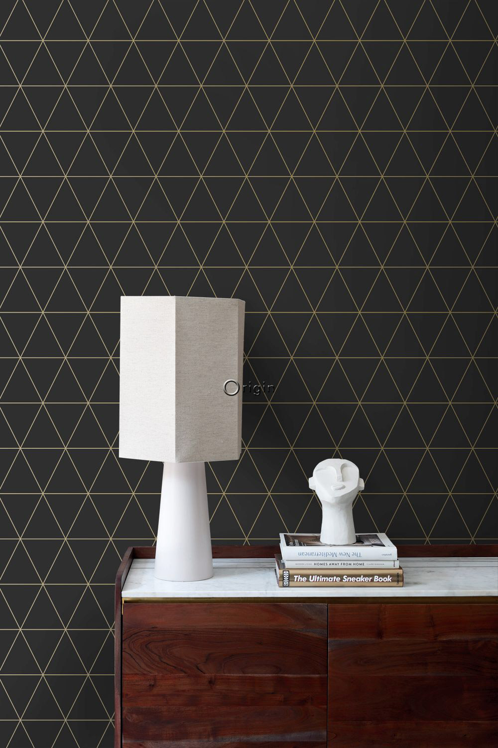 Tapete Dreiecke modern schwarz gold Vlies 347684