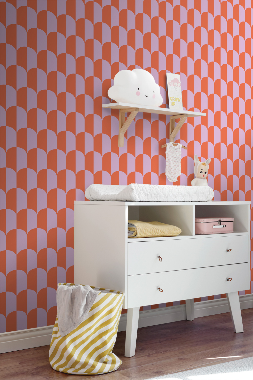 Tapete Art Deco Tapete Bögen lila orange Vlies 139982