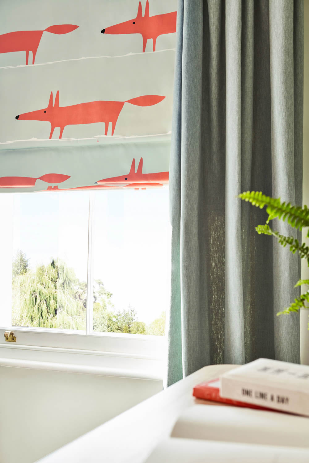 Stoff Fuchs Stoff Mr Fox Scandi Style hellblau orange NART121027