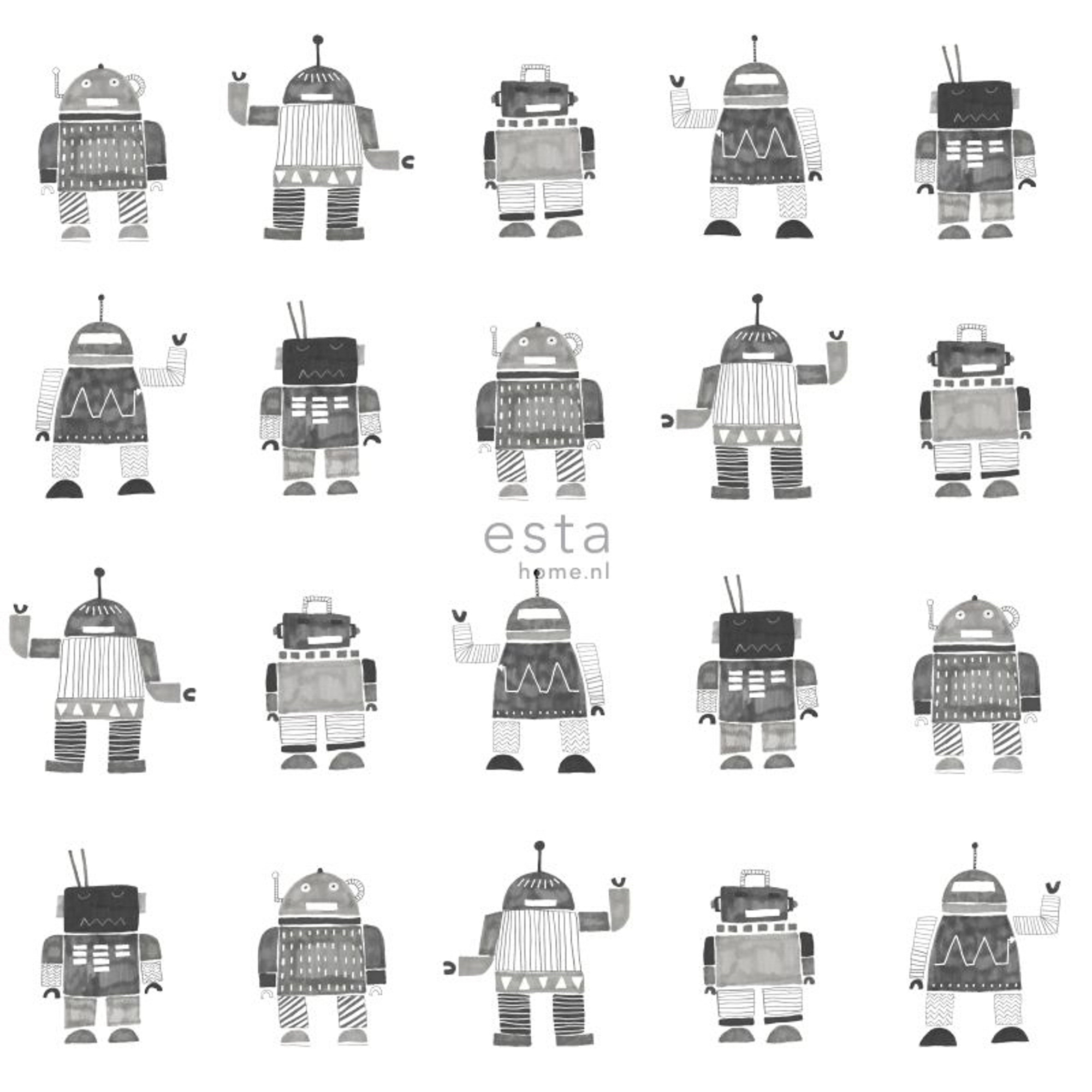 Robotertapete schwarz weiß Vlies 138939