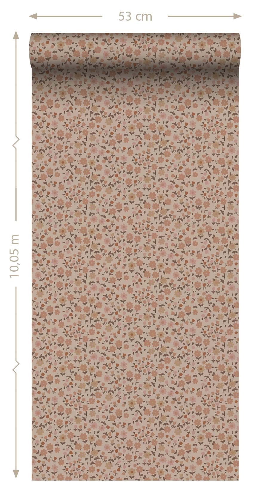 Scandi Blümchentapete Tulpen Streublümchen beige Naturtöne