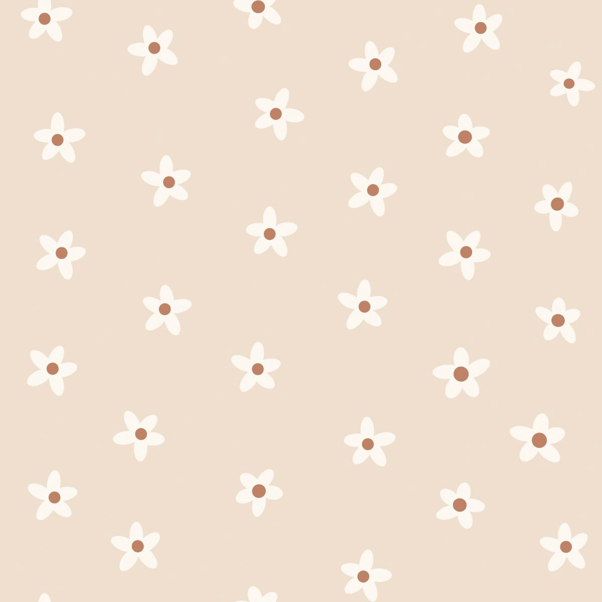 Skandinavische Blumenmuster Vliestapete Gänseblümchen beige