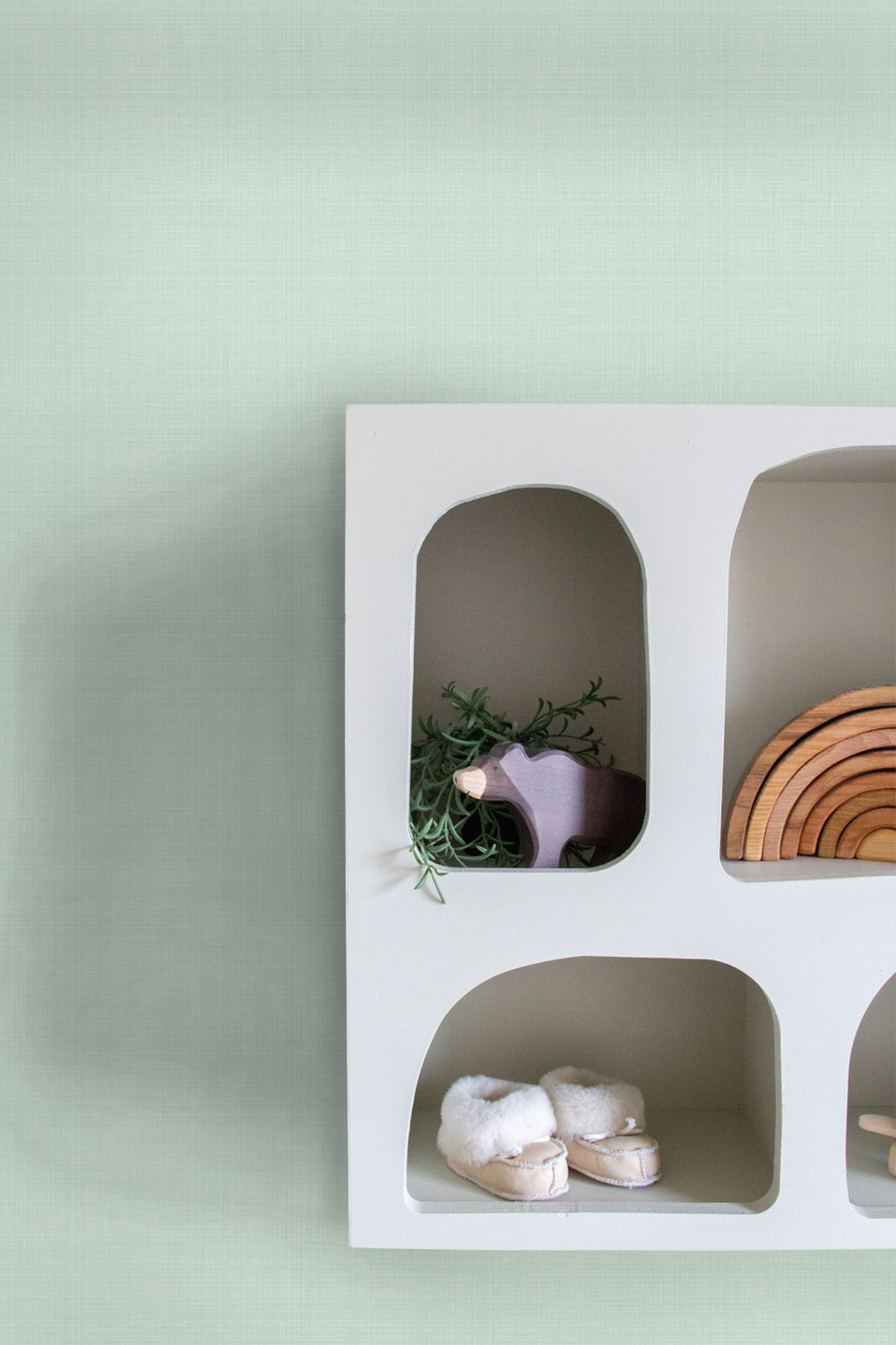 Linen Look Wallpaper mint green non woven 139024