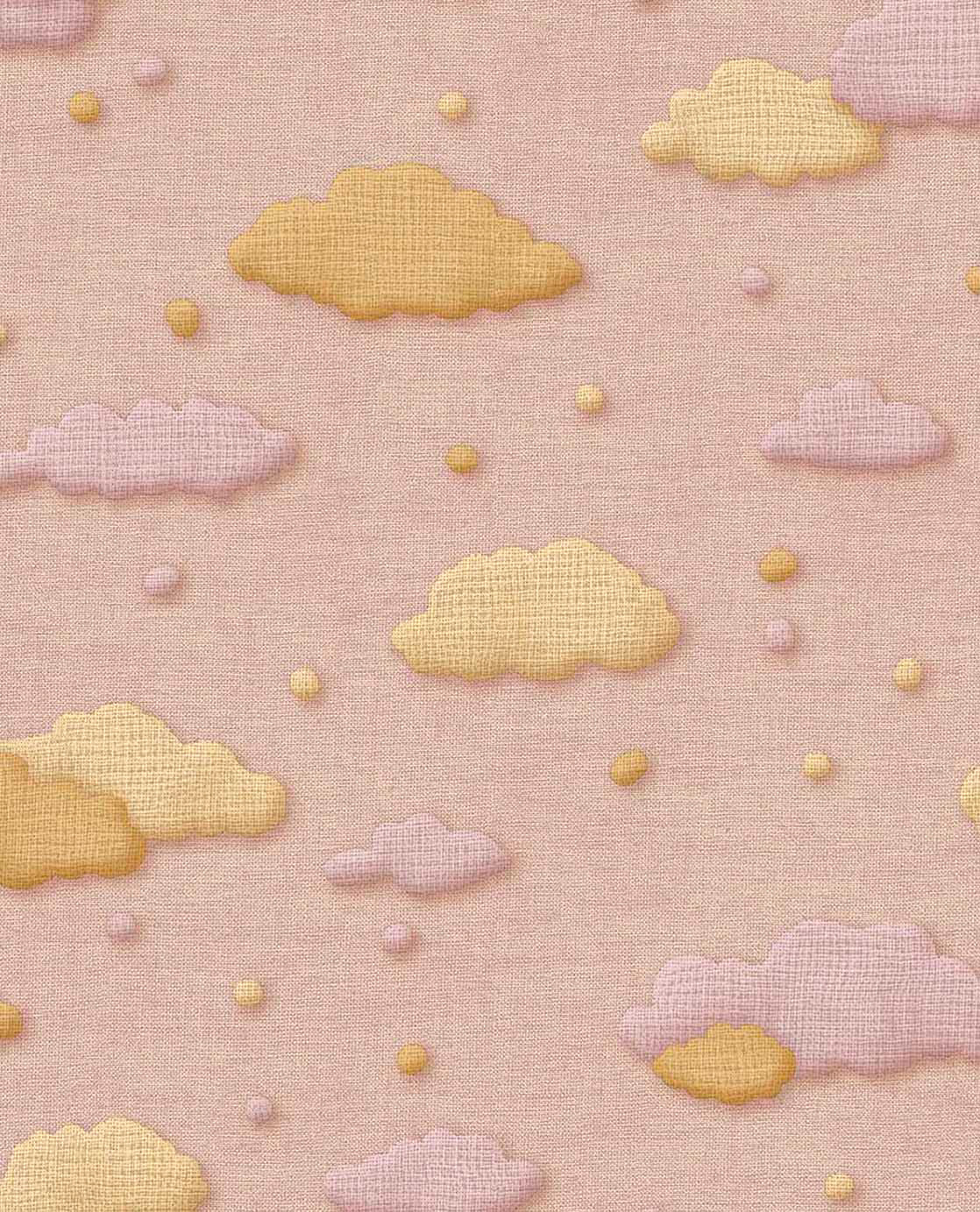 Tapete Kleine Wölkchen und Pünktchen Vliestapete zartes rosa gelb