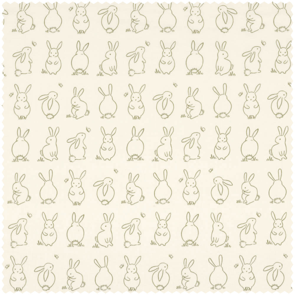 Stoff weiß grüne HAsen Tiere OUAT88517027