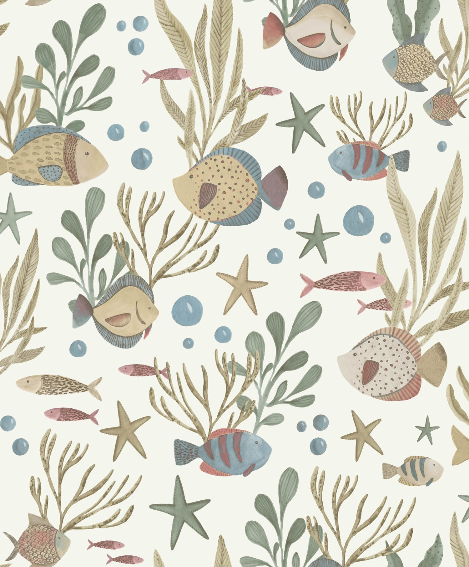 Tapete Fische Unterwasser Korallen Vlies Weiß LD3320