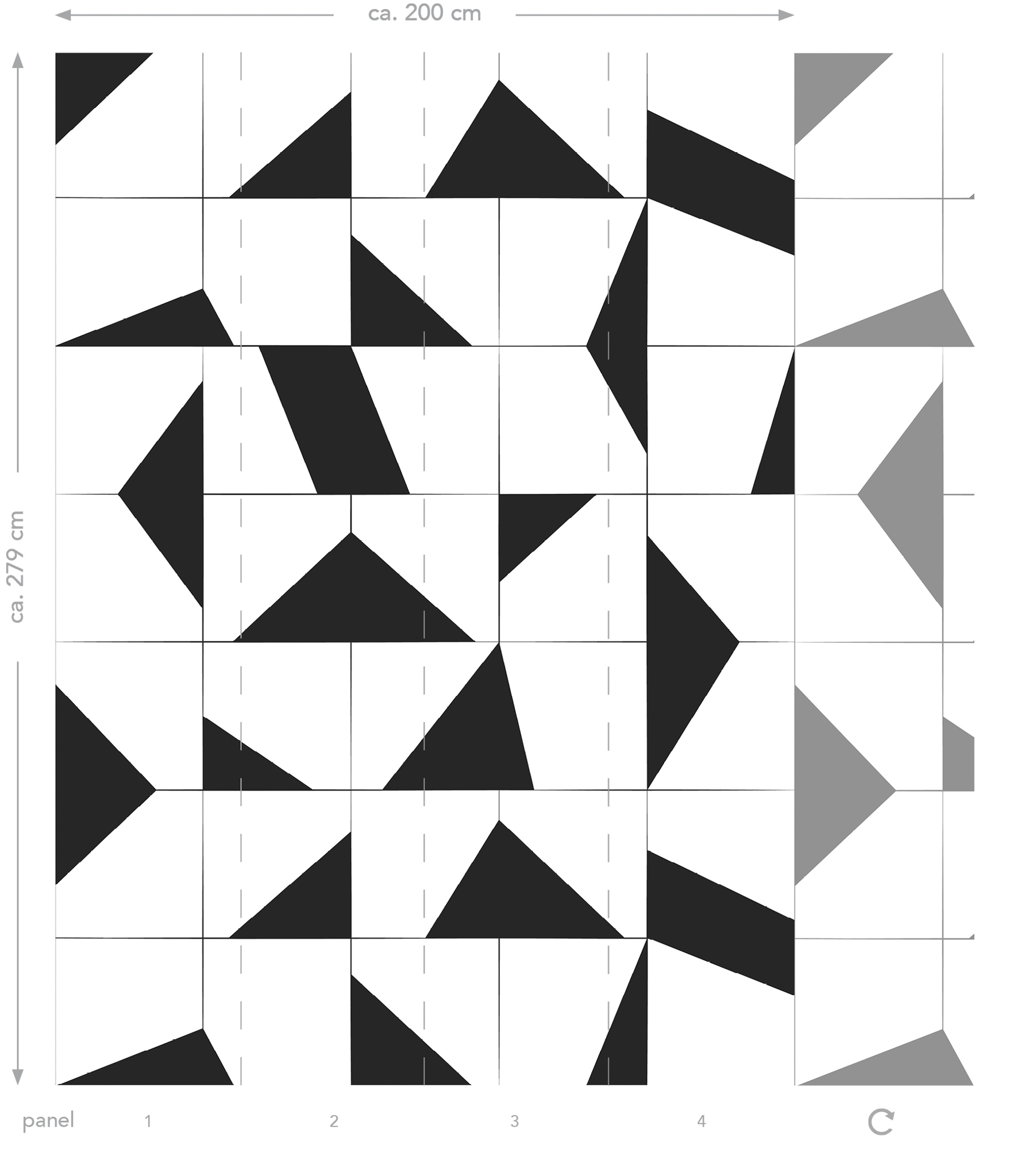 Wandbild Kachelmuster Scandi schwarz weiß 200 x 279 cm 158908
