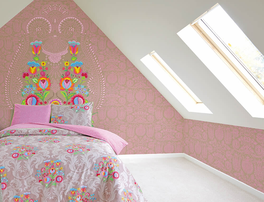 Wandbild Grafische Blumenranken Sand-Grau-65-TD4024