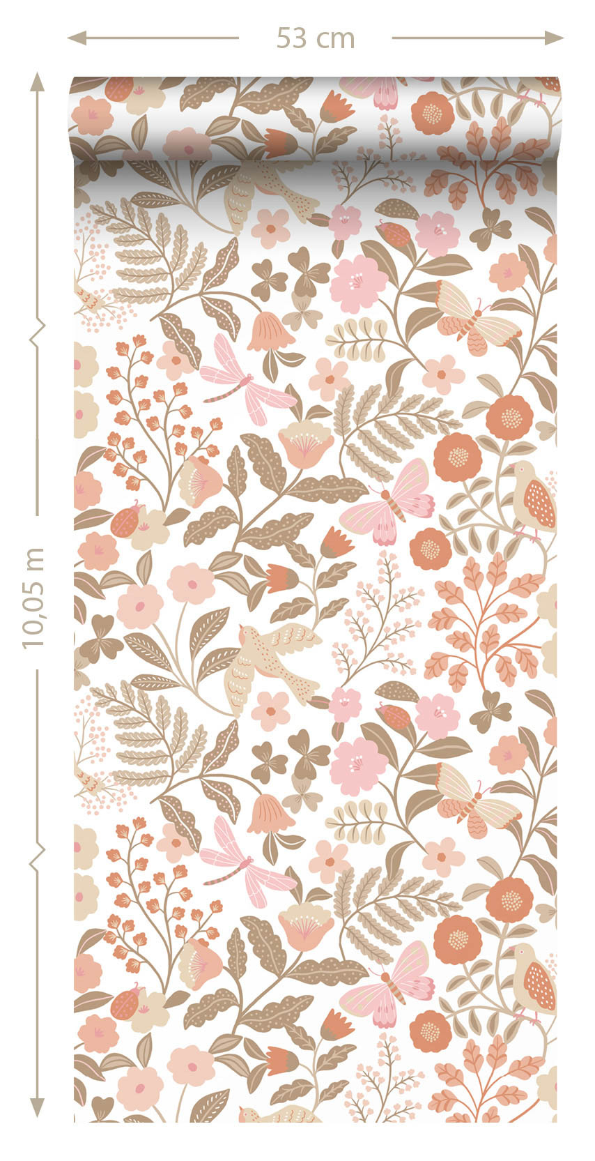 Florale Blumenmuster Vliestapete ESTA Pom Pom weiß orange
