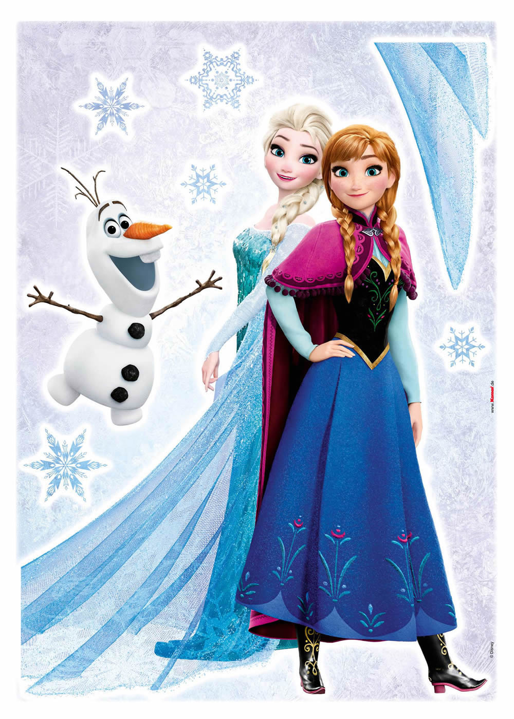 Wandsticker selbstklebend die Eiskönigin Elsa und Anna Disney Frozen Olaf