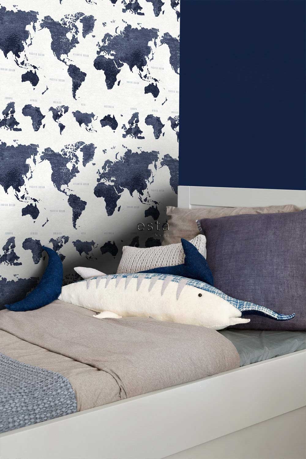 Weltkarten Tapete Vintage dunkelblau Vlies 138972