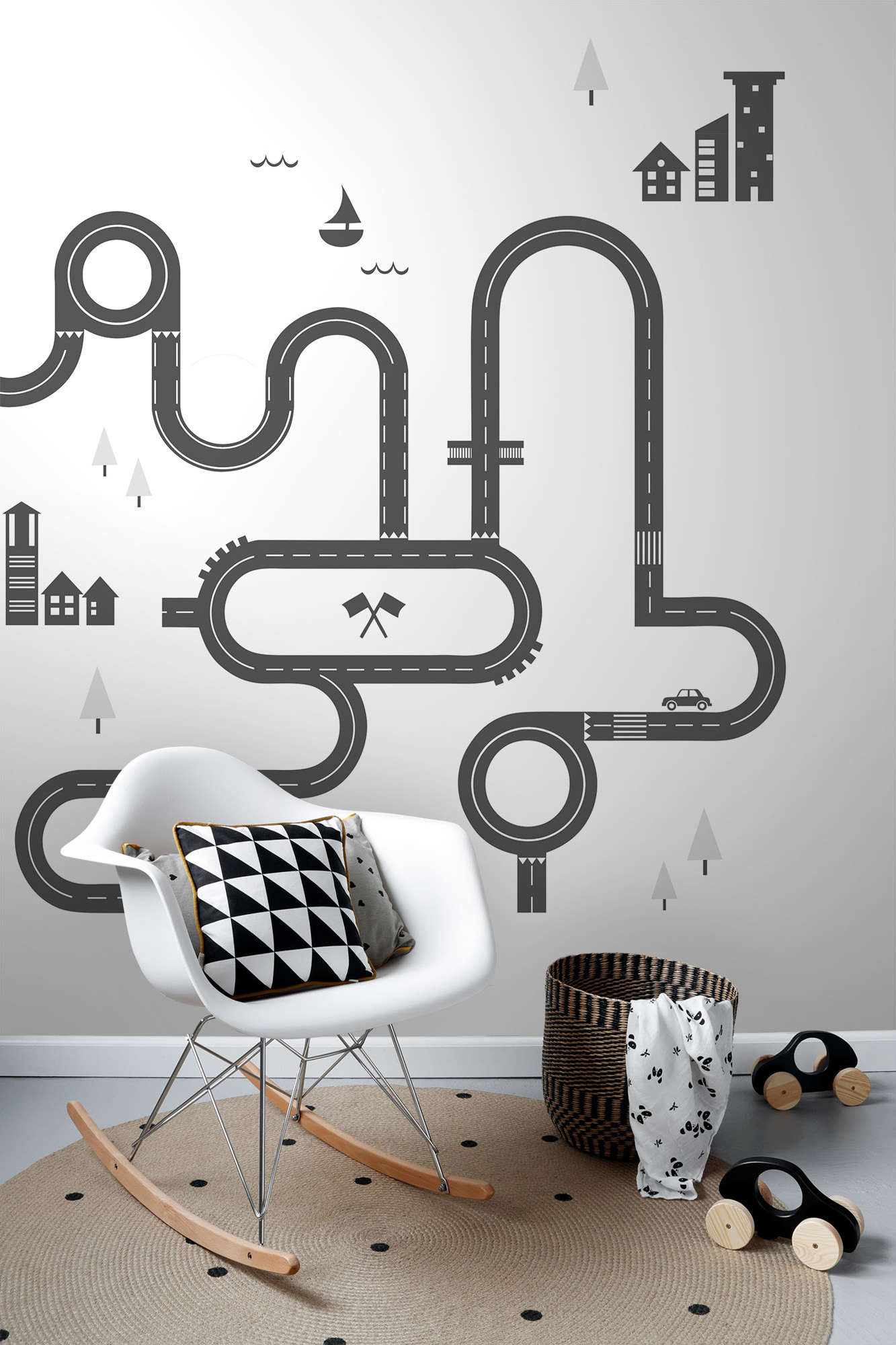 Wandbild Straße schwarz weiß 139.5 x 279 cm 158836