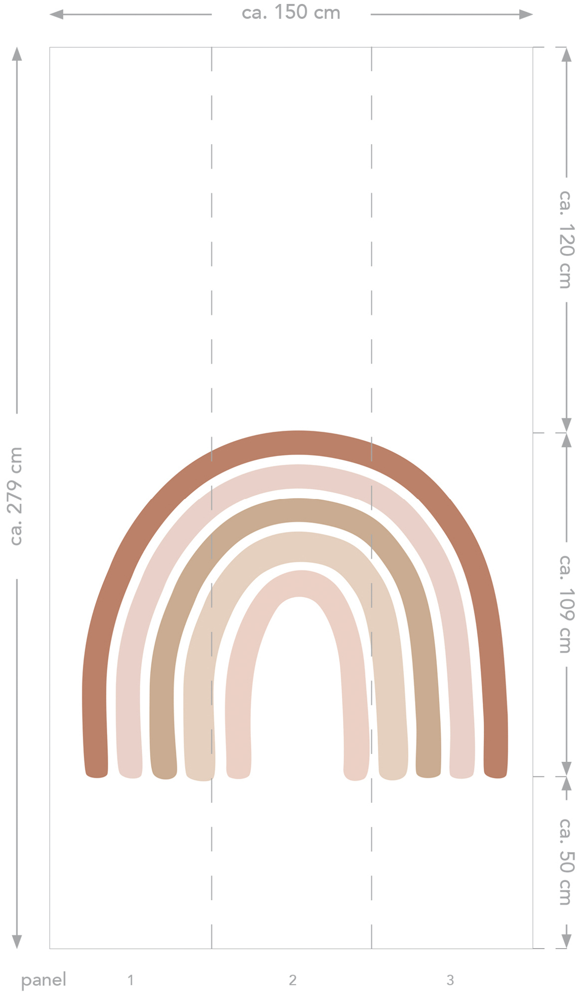 Wandbild Regenbogen Boho pastell weiß 150 x 279 cm 159053