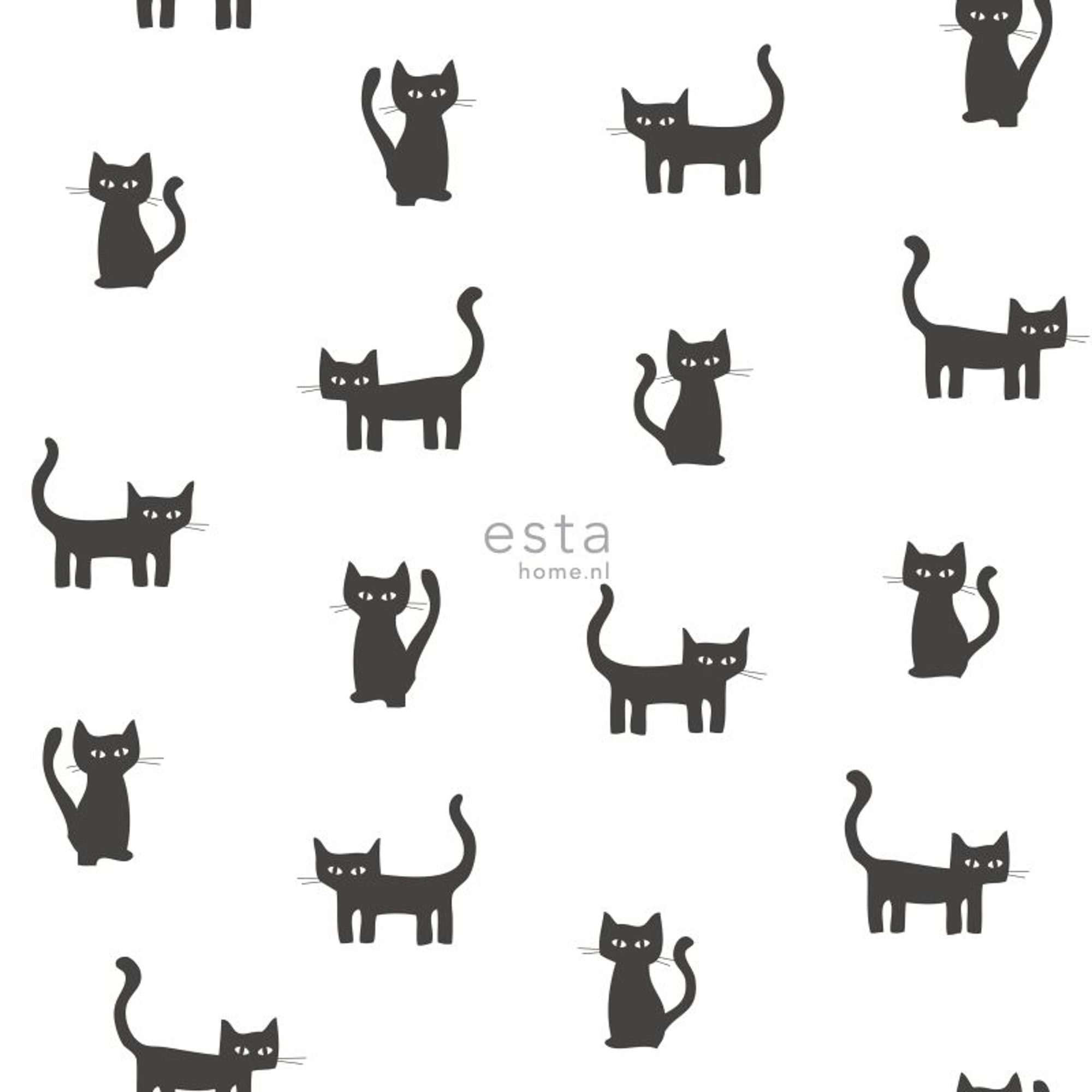 Katzen Tapete schwarz weiß Vlies 138928