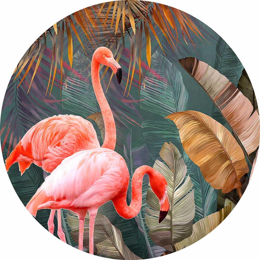 Wandbild rosa Flamingos tropisch vorgekleistert 100 x 100 cm