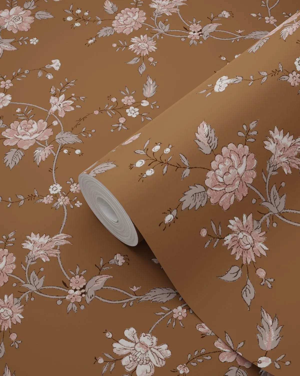Tapete Romantische Blumen Vintage braun Vlies 139286