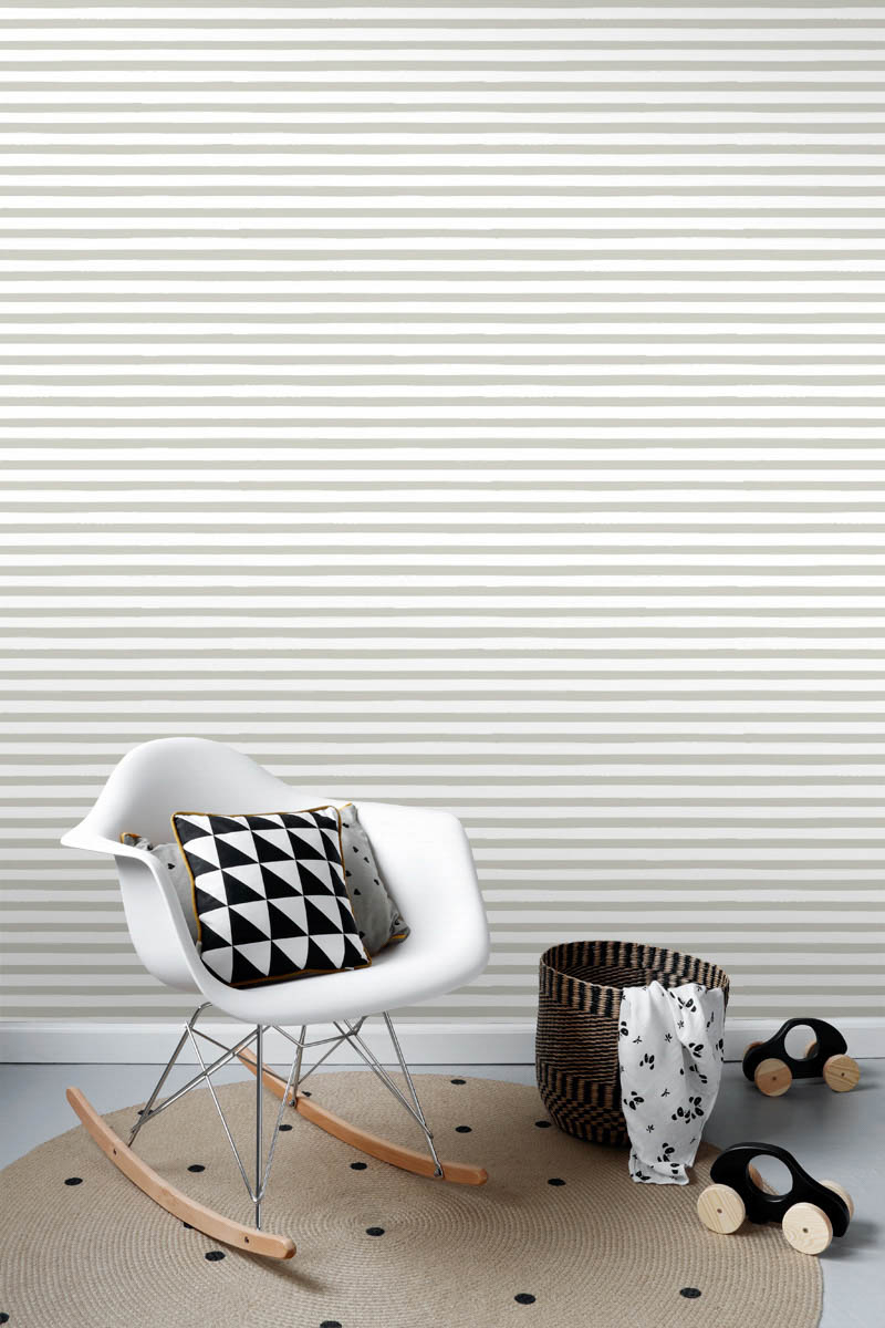 Querstreifen Tapete beige weiß Vlies 138968