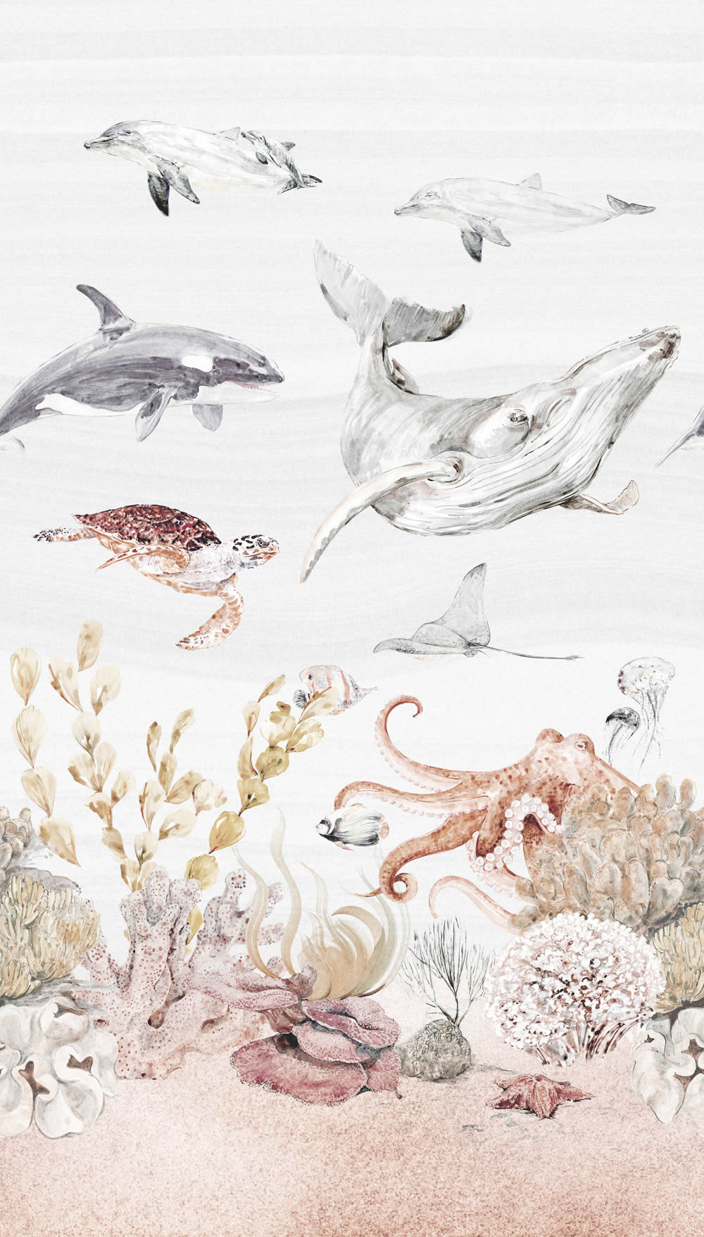 Wandbild 1,59 x 2,80 m Unterwasserwelt Orca Wal Meerestiere A71601