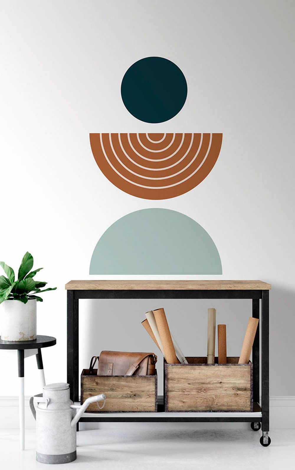 Wandbild 3-teilig geometrische Retro Kreise vorgekleistert