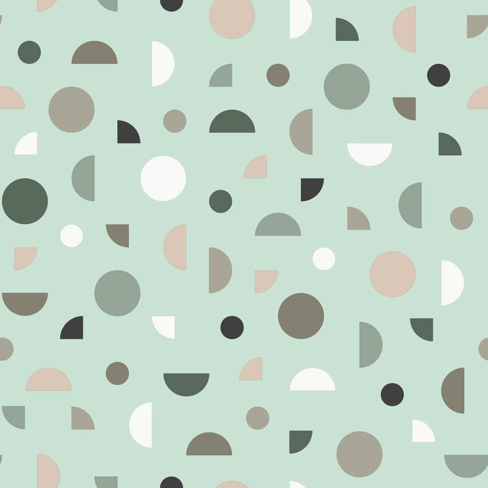 circles geometric shapes wallpaper mint green and pastel Woodland Rasch Textil 139279-23-139279.1M