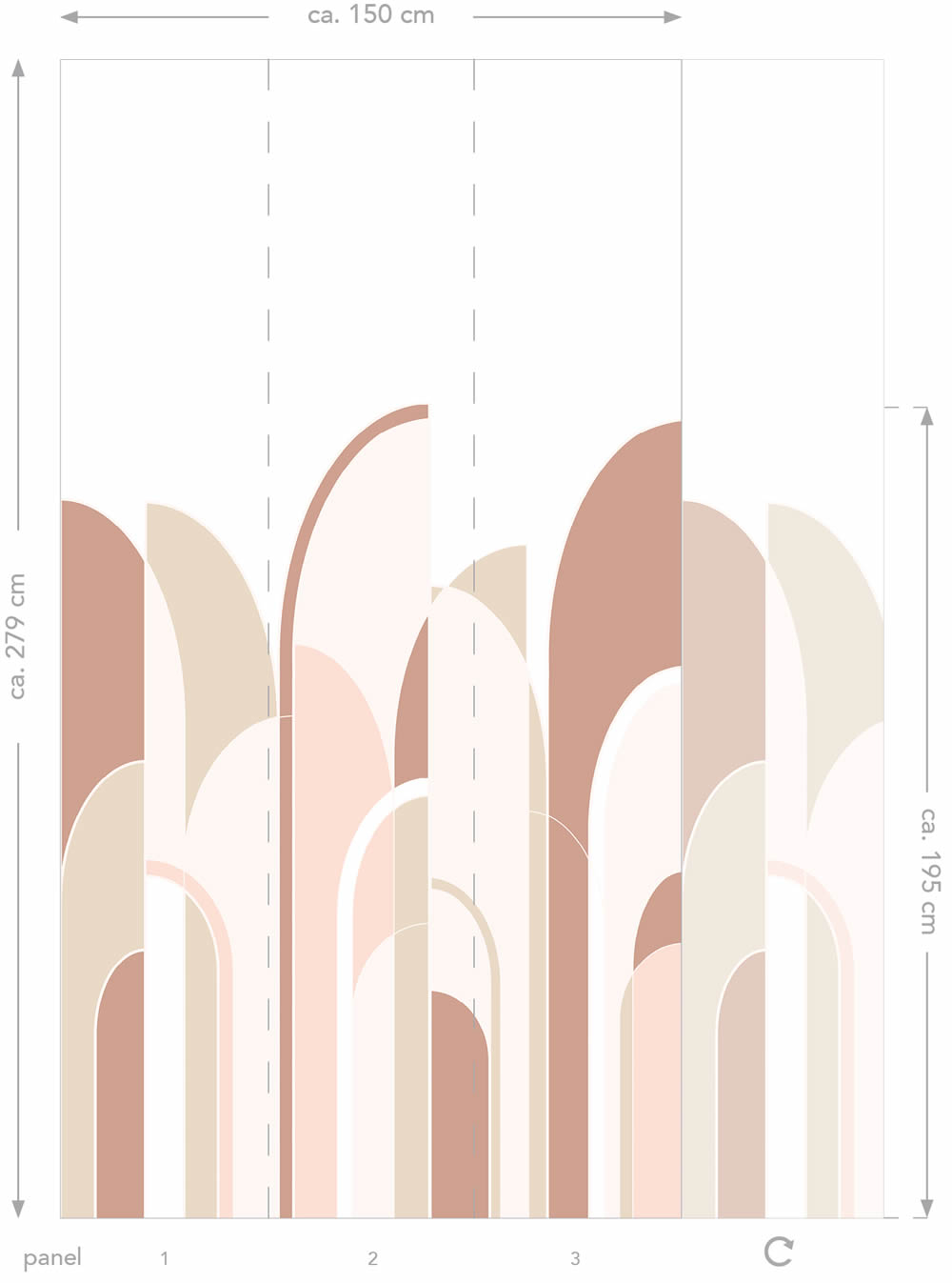 Grafisches Wandbild Art Deco terrakotta 150 x 279 cm 158959