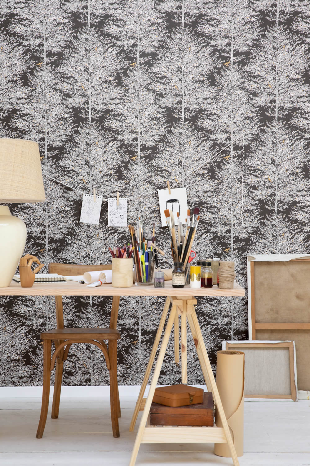 Trees in the forest wallpaper gray Caselio - La Foret Texdecor FRT102979037-36-FRT102979037.1M