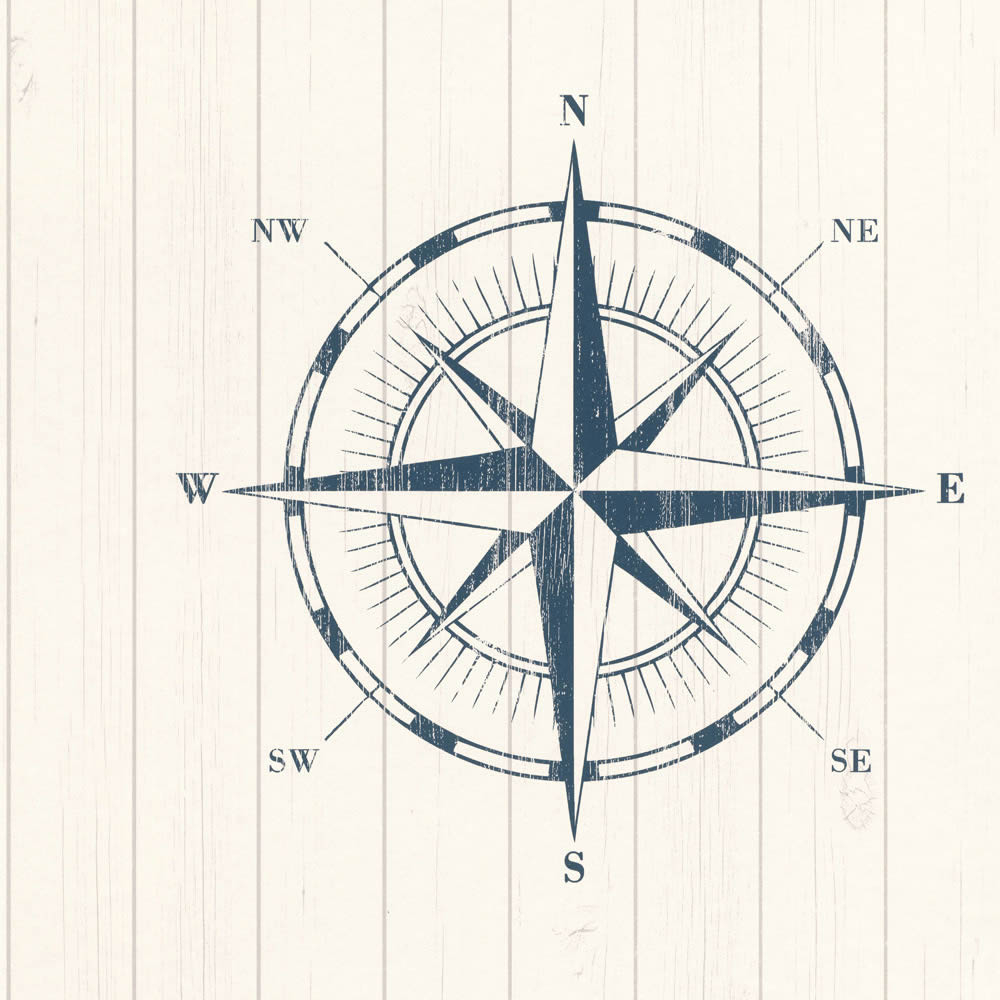 Non-woven wallpaper white compass blue-23-138975.1M