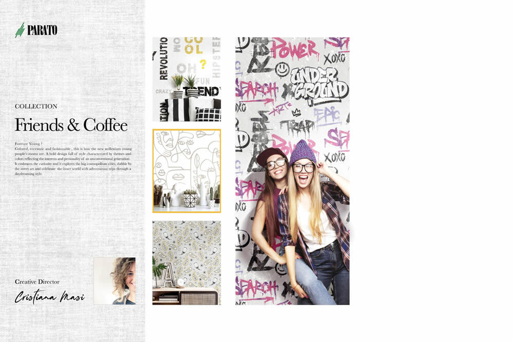 Street-Style Coole Vintagetapeten Tapete pink und grau Friends & Coffee Essener 16612-28-16612.1M